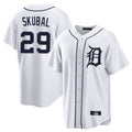 Silnrao  D.Tigers #29 Tarik Skubal Player White Home Game Stitched Jerseys
