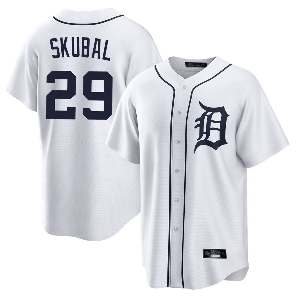 Silnrao  D.Tigers #29 Tarik Skubal Player White Home Game Stitched Jerseys