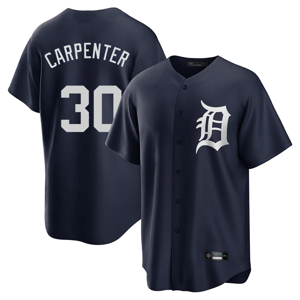 Silnrao  D.Tigers #30 Kerry Carpenter Player Navy Game Home Stitched Jerseys
