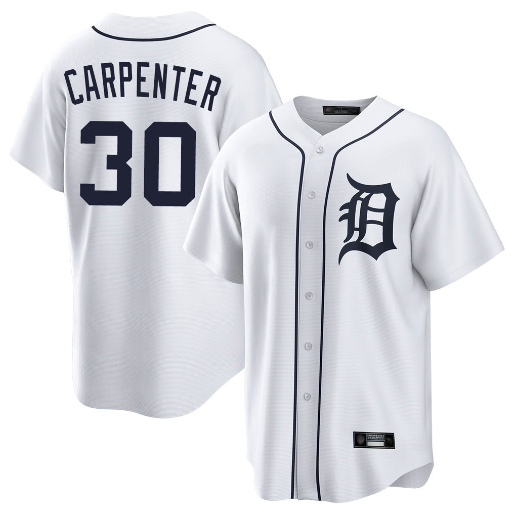 Silnrao  D.Tigers #30 Kerry Carpenter Player White Home Game Stitched Jerseys