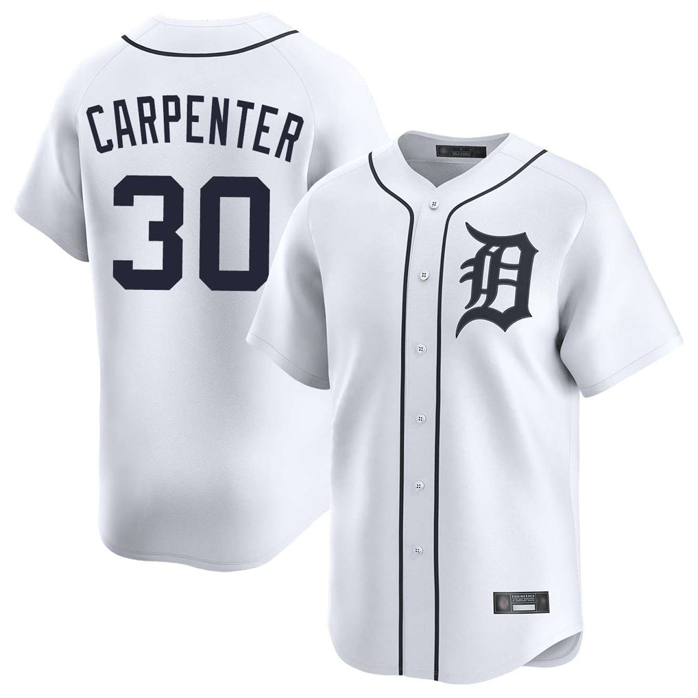 Silnrao  D.Tigers #30 Kerry Carpenter Player White Home Limited Stitched Jerseys