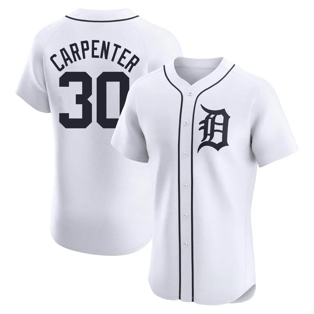 Silnrao  D.Tigers #30 Kerry Carpenter Player White Limited Elite Home Stitched Jerseys