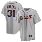 Silnrao  D.Tigers #31 Riley Greene Player Gray Home Game Stitched Jerseys