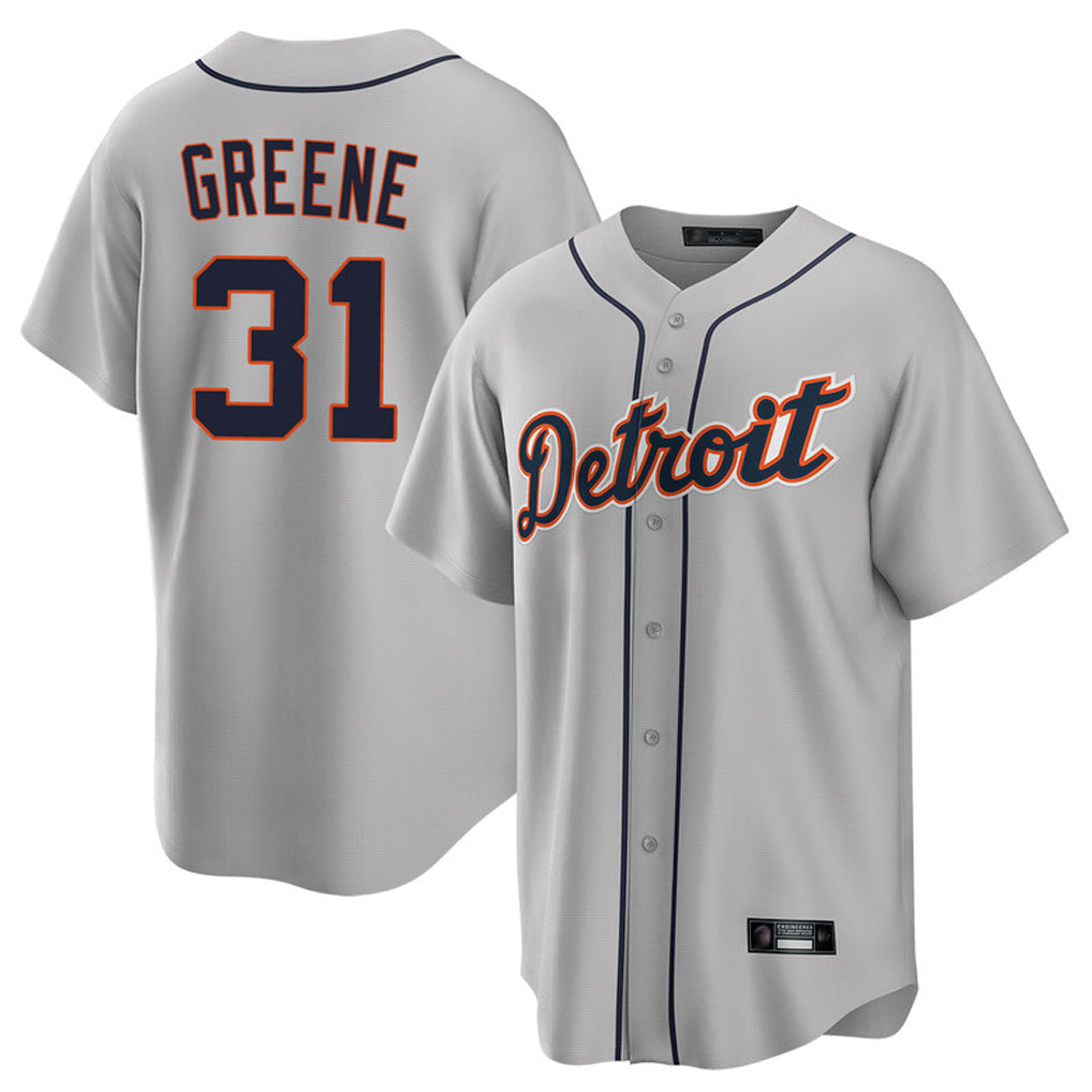 Silnrao  D.Tigers #31 Riley Greene Player Gray Home Game Stitched Jerseys
