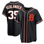Silnrao D.Tigers #35 Justin Verlander Player Black Fashion Out Home Game Stitched Jerseys