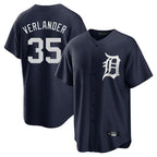 Silnrao D.Tigers #35 Justin Verlander Player Navy Game Home Stitched Jerseys