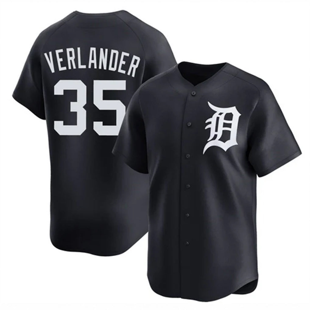 Silnrao D.Tigers #35 Justin Verlander Player Navy Home Limited Game Stitched Jerseys