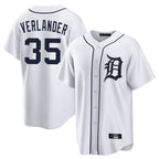 Silnrao D.Tigers #35 Justin Verlander Player White Home Game Stitched Jerseys