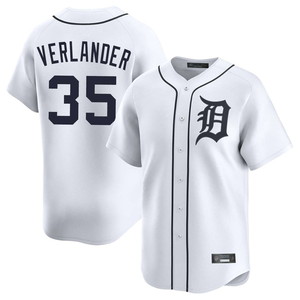 Silnrao D.Tigers #35 Justin Verlander Player White Home Limited Stitched Jerseys