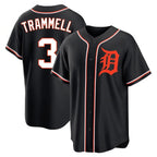Silnrao D.Tigers #3 Alan Trammell Player Black Fashion Out Home Game Stitched Jerseys