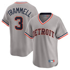 Silnrao D.Tigers #3 Alan Trammell Player Gray Cooperstown T-shirt Home Game Stitched Jerseys