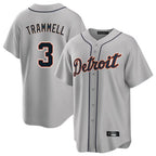 Silnrao D.Tigers #3 Alan Trammell Player Gray Home Game Stitched Jerseys