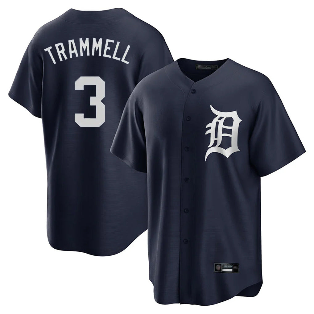 Silnrao D.Tigers #3 Alan Trammell Player Navy Game Home Stitched Jerseys
