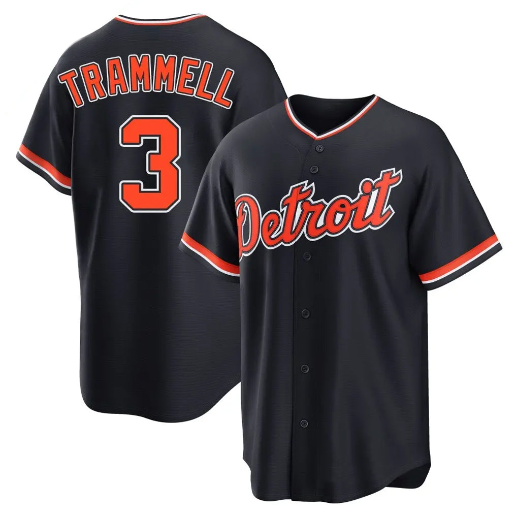 Silnrao D.Tigers #3 Alan Trammell Player Navy Home Game Stitched Jerseys