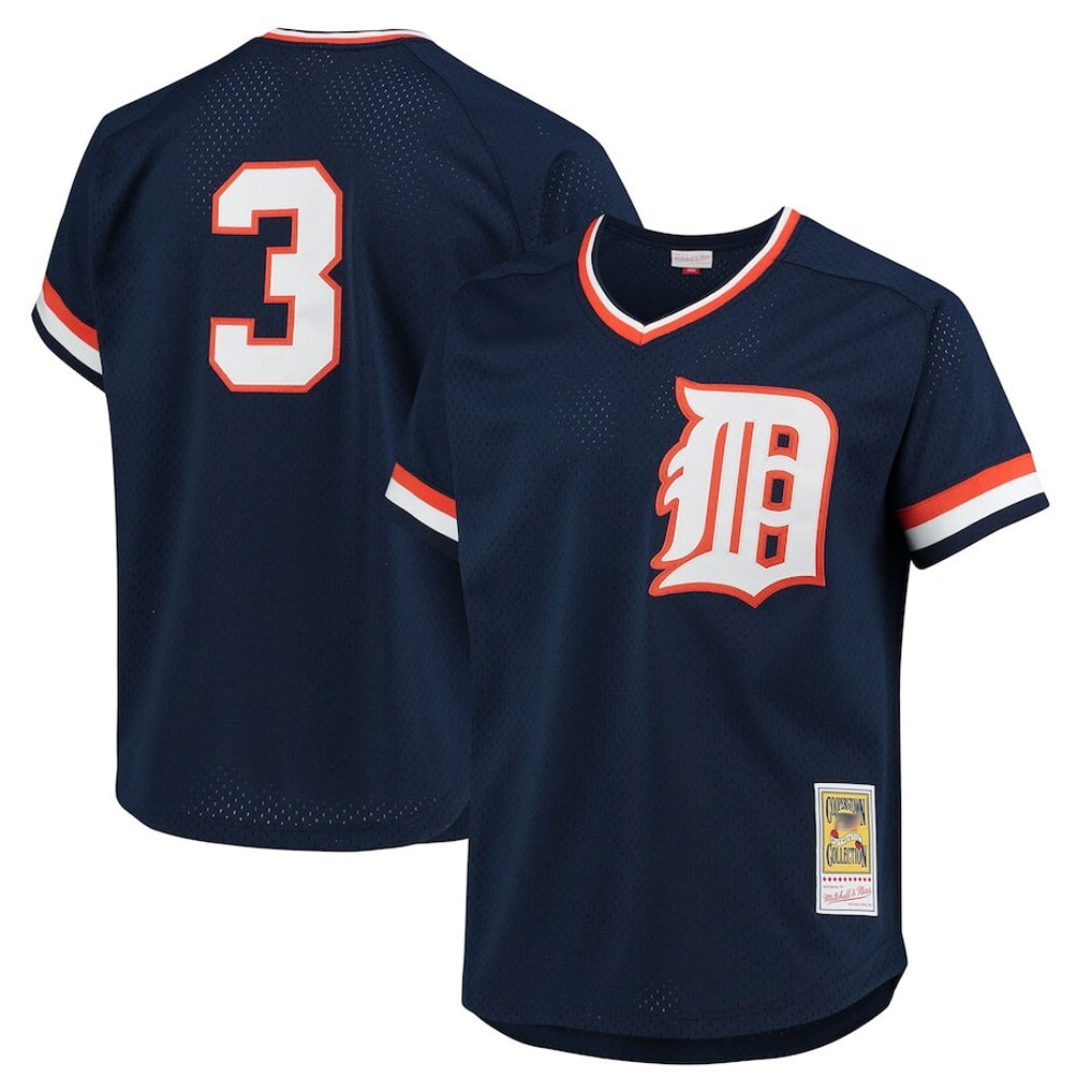 Silnrao D.Tigers #3 Alan Trammell Player Navy Mitchell & Ness 1984 Mesh Batting Practice  T-shirt Stitched Jerseys