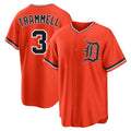 Silnrao D.Tigers #3 Alan Trammell Player Orange Home Game Stitched Jerseys