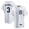 Silnrao D.Tigers #3 Alan Trammell Player White Home Game Stitched Jerseys