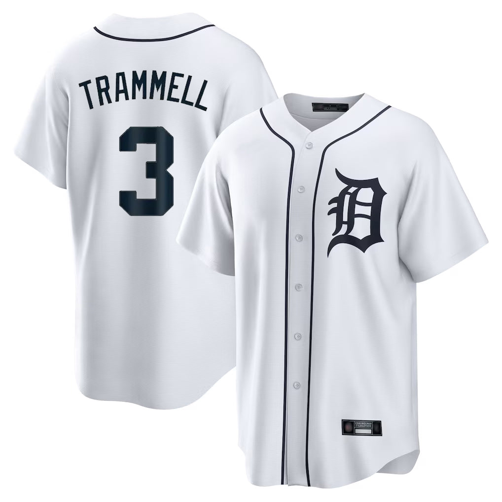 Silnrao D.Tigers #3 Alan Trammell Player White Home Game Stitched Jerseys
