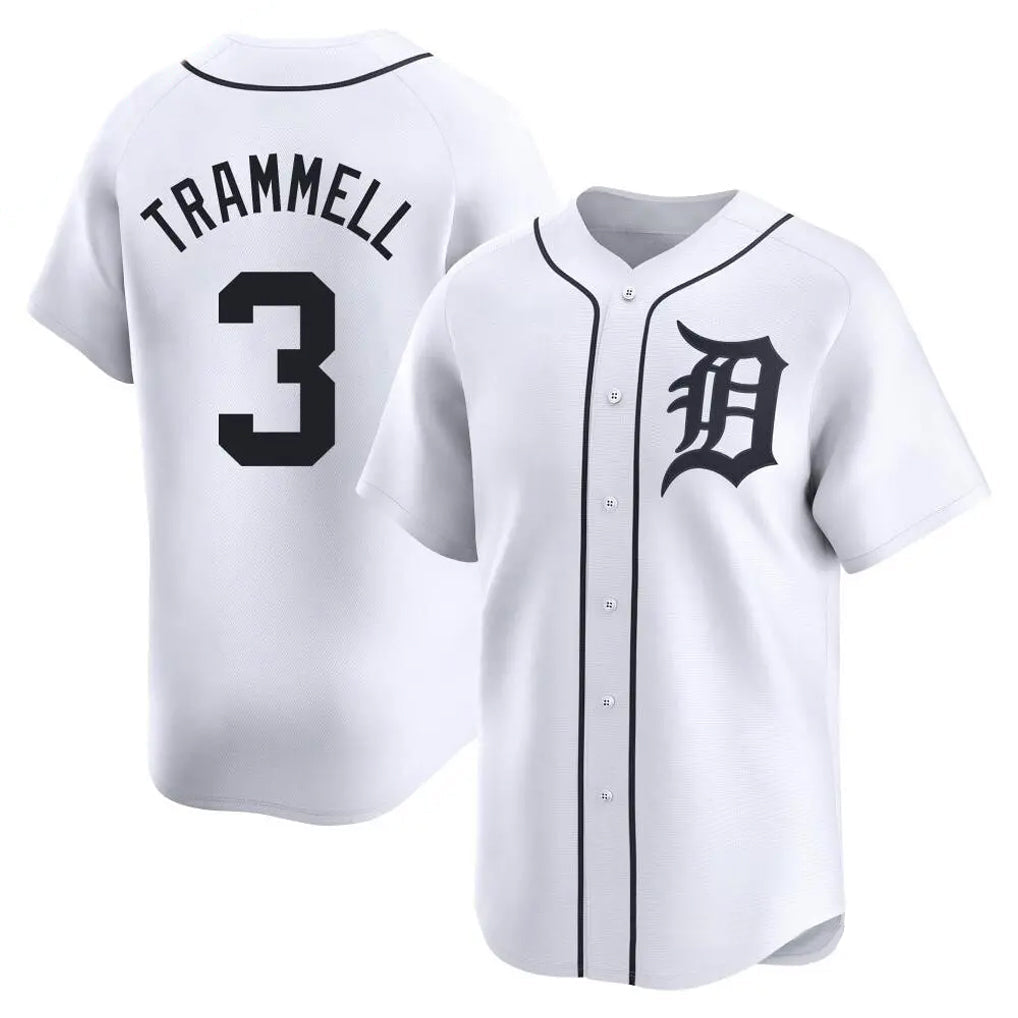 Silnrao D.Tigers #3 Alan Trammell Player White Home Limited Stitched Jerseys