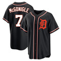 Silnrao D.Tigers #7 Kevin McGonigle Player Black Fashion Out Home Game Stitched Jerseys