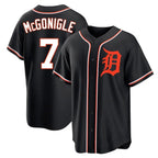 Silnrao D.Tigers #7 Kevin McGonigle Player Black Fashion Out Home Game Stitched Jerseys