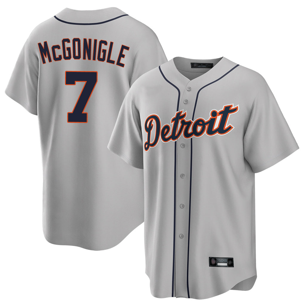 Silnrao D.Tigers #7 Kevin McGonigle Player Gray Home Game Stitched Jerseys