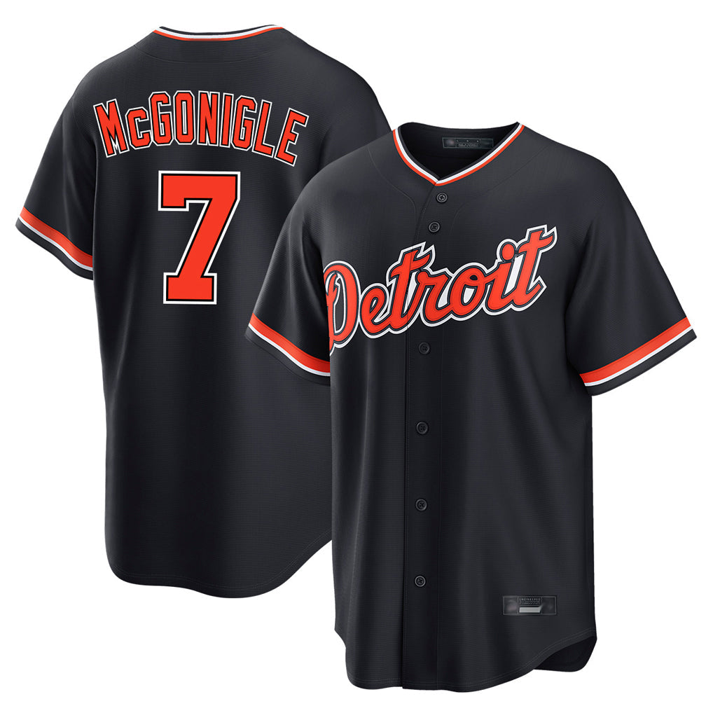 Silnrao D.Tigers #7 Kevin McGonigle Player Navy Home Game Stitched Jerseys