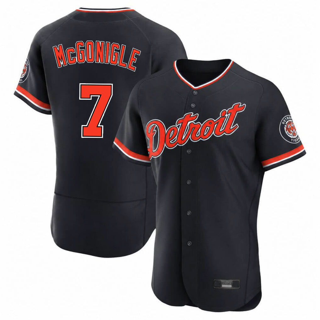 Silnrao D.Tigers #7 Kevin McGonigle Player Navy Limited Elite Home Game Stitched Jerseys