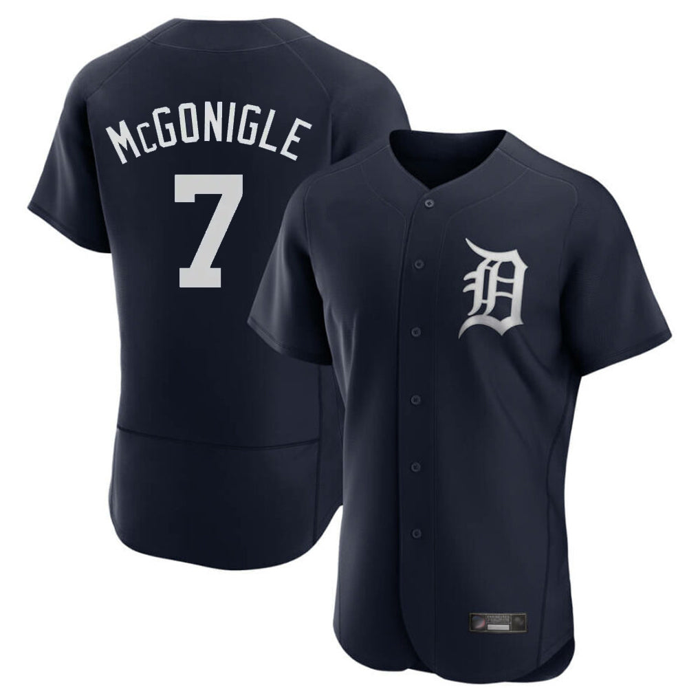 Silnrao D.Tigers #7 Kevin McGonigle Player Navy Limited Elite Home Stitched Jerseys