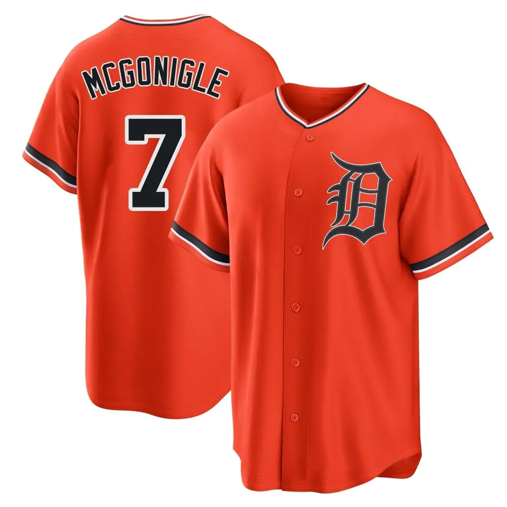 Silnrao D.Tigers #7 Kevin McGonigle Player Orange Home Game Stitched Jerseys