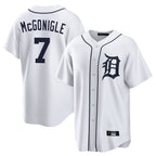 Silnrao D.Tigers #7 Kevin McGonigle Player White Home Game Stitched Jerseys