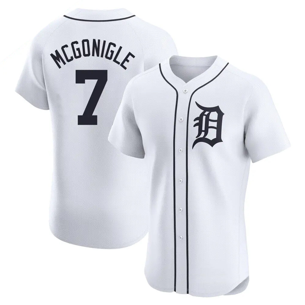 Silnrao D.Tigers #7 Kevin McGonigle Player White Limited Elite Home Stitched Jerseys