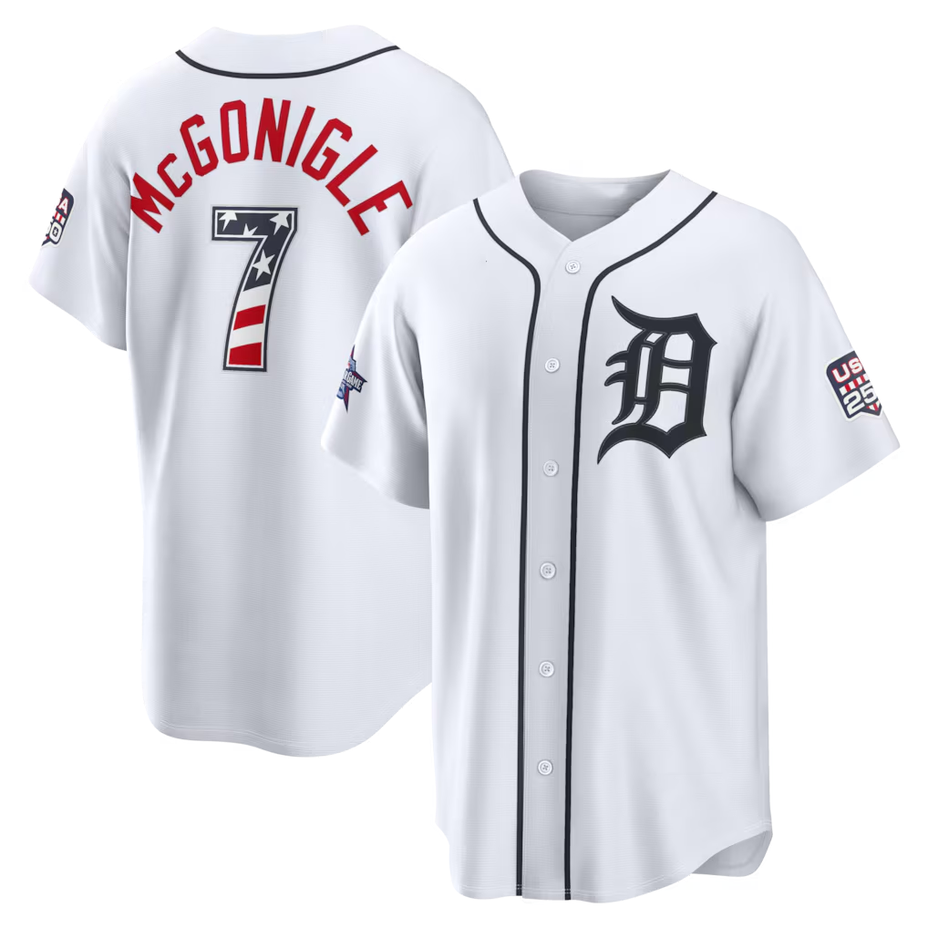 Silnrao D.Tigers #7 Kevin McGonigle White 2026 All-Star Edition Stars & Stripes Stadium Jerseys-1
