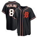 Silnrao D.Tigers #8 Matt Vierling Player Black Fashion Out Home Game Stitched Jerseys