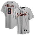 Silnrao D.Tigers #8 Matt Vierling Player Gray Home Game Stitched Jerseys