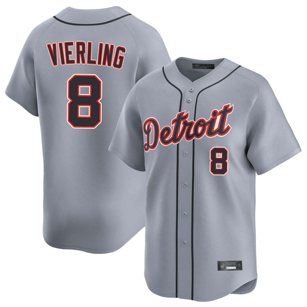 Silnrao D.Tigers #8 Matt Vierling Player Gray Home Limited Stitched Jerseys