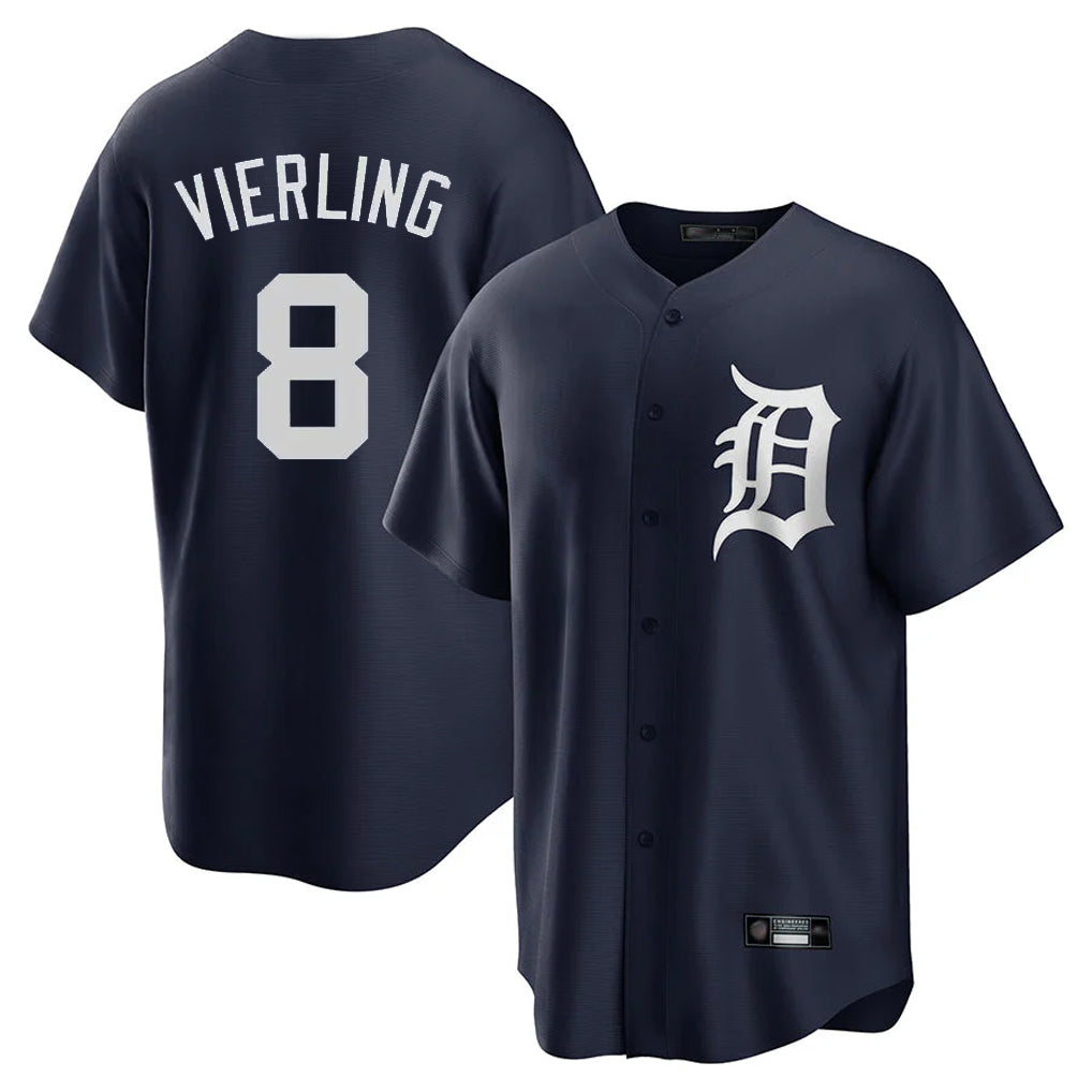 Silnrao D.Tigers #8 Matt Vierling Player Navy Game Home Stitched Jerseys
