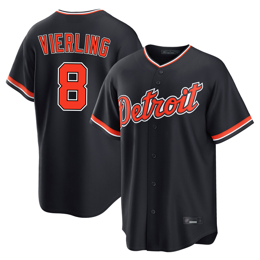 Silnrao D.Tigers #8 Matt Vierling Player Navy Home Game Stitched Jerseys