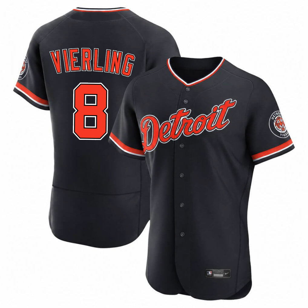 Silnrao D.Tigers #8 Matt Vierling Player Navy Limited Elite Home Game Stitched Jerseys
