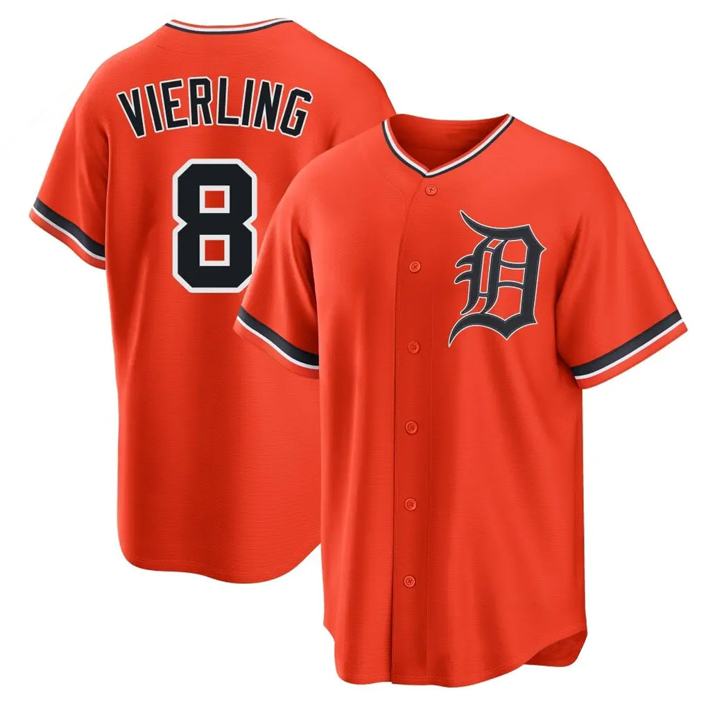 Silnrao D.Tigers #8 Matt Vierling Player Orange Home Game Stitched Jerseys