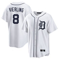 Silnrao D.Tigers #8 Matt Vierling Player White Home Game Stitched Jerseys