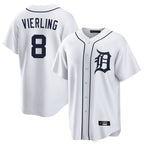 Silnrao D.Tigers #8 Matt Vierling Player White Home Game Stitched Jerseys