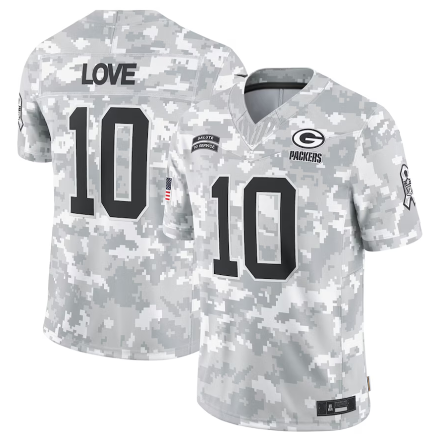 Silnrao GB.Packers #10 Jordan Love Player Arctic Camo Salute to Service Limited Stitched Jerseys