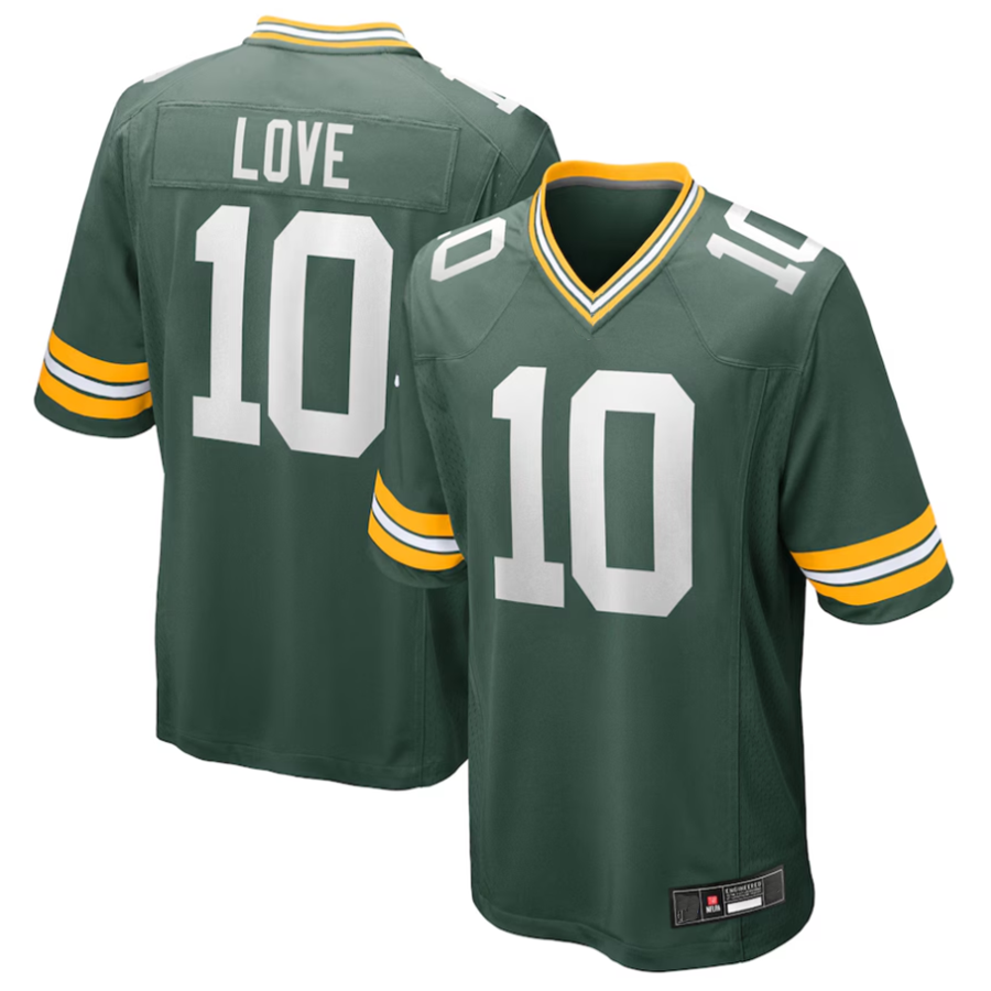Silnrao GB.Packers #10 Jordan Love Player Green Game Stitched Jerseys