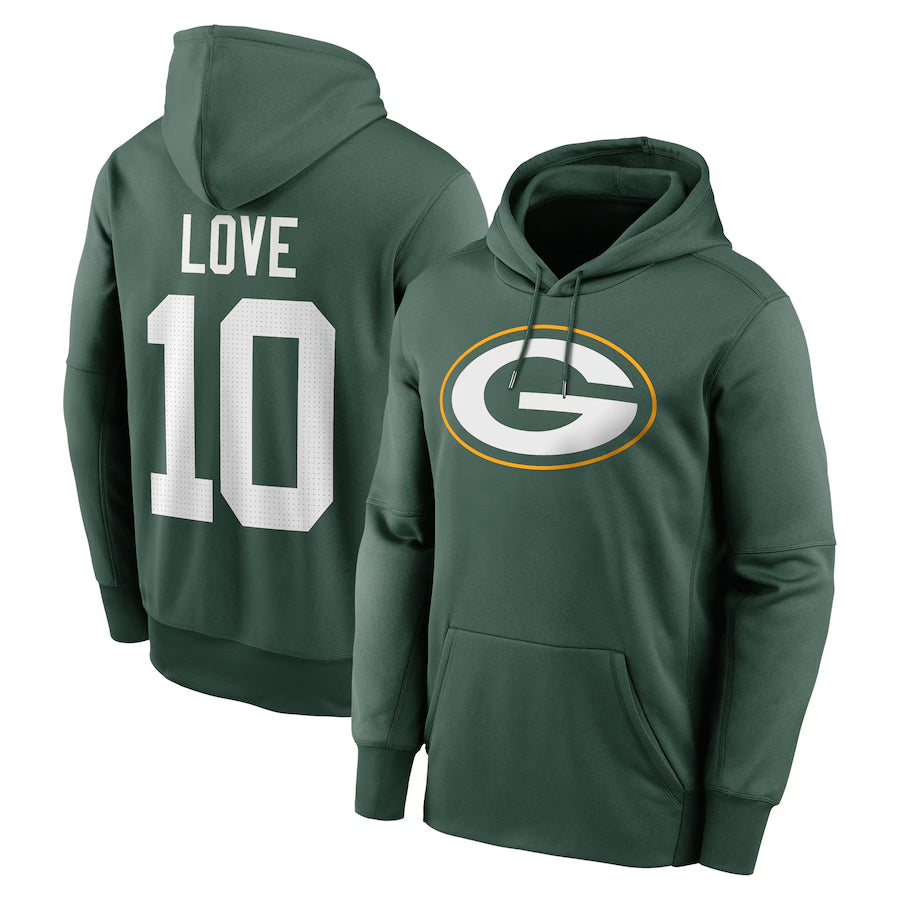 Silnrao GB.Packers #10 Jordan Love Player Green Therma Hoodie Game Stitched  Jerseys