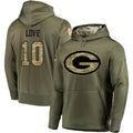 Silnrao GB.Packers #10 Jordan Love Player Olive Salute to Service Pullover Hoodie Game Stitched Jerseys