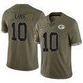 Silnrao GB.Packers #10 Jordan Love Player Salute To Service Olive Stitched Jerseys