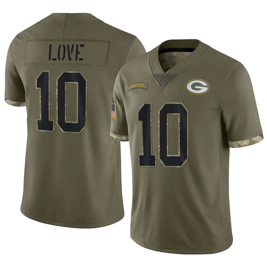 Silnrao GB.Packers #10 Jordan Love Player Salute To Service Olive Stitched Jerseys