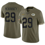 Silnrao GB.Packers #29 Xavier McKinney Player Salute To Service Olive Stitched Jerseys