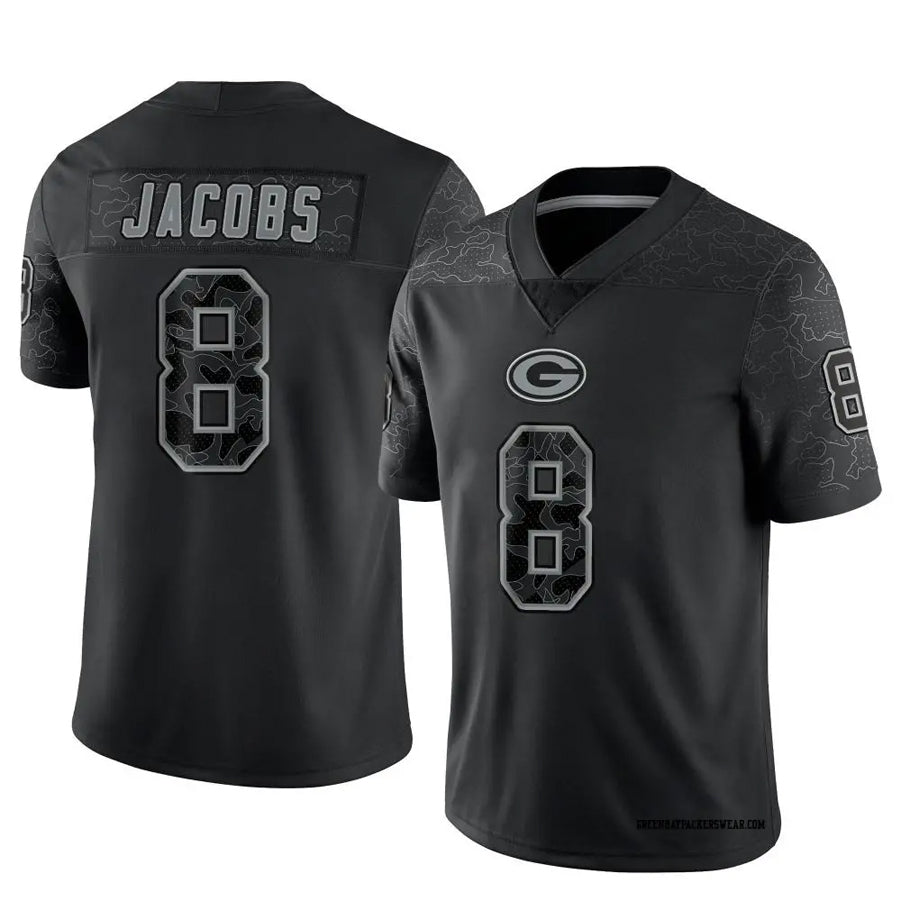Silnrao GB.Packers #8 Josh Jacobs Player Black RFLCTV Limited Stitched Jerseys